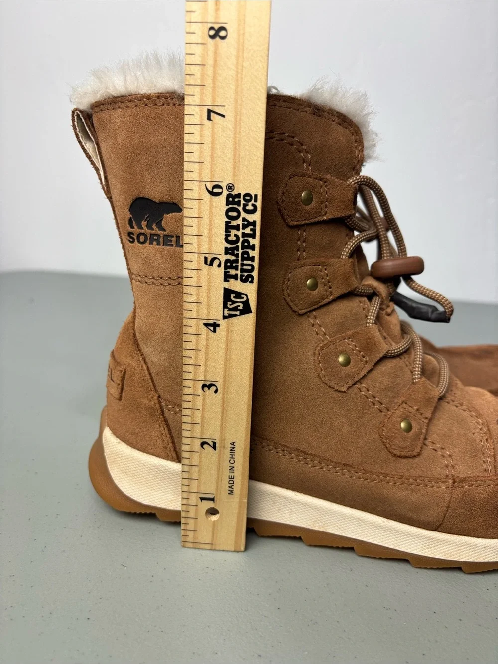 Sorel Whitney II Joan Lace Girls Boots Winter Waterproof Size 6 Snow Brown Tan